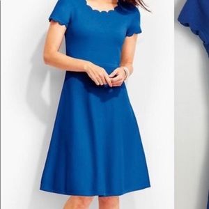 Talbots Blue Knit scallop neck sleeve dress